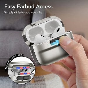 AirPods Pro 2 (2022) ESR Pulse Magnetic Flicklock Case HaloLock - Natural Titanium - Image 8