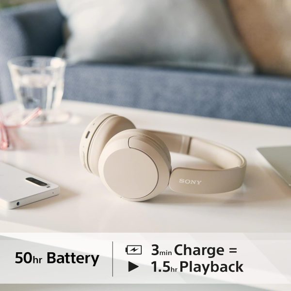 Sony WH-CH520 Wireless Headphones Bluetooth On-Ear Headset with Microphone - Beige - Image 6