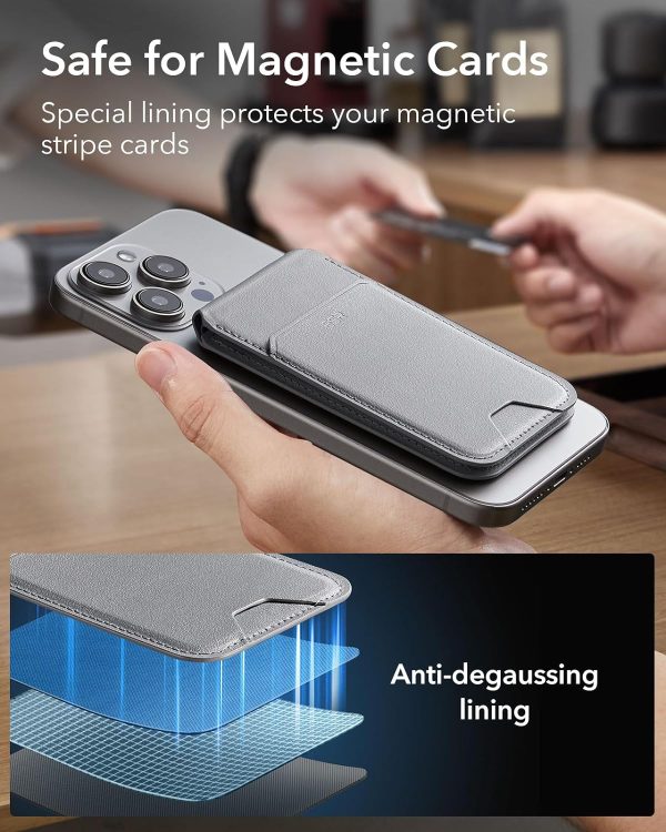 Magsafe Wallet & Stand by ESR made from Vegan Leather by ESR - Natural Titanium - Image 5