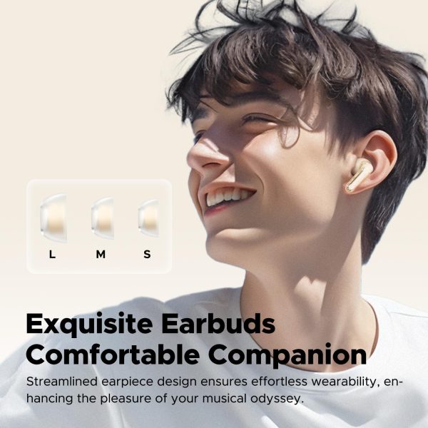 SoundPEATS Clear Wireless Earbuds Bluetooth 5.3 Earphone in Ear Buds 12mm Drivers Dual Mic with ENC Clear Calls Game Mode 40Hrs Playtime IPX4 Transparent Design - Beige - GC - Image 3