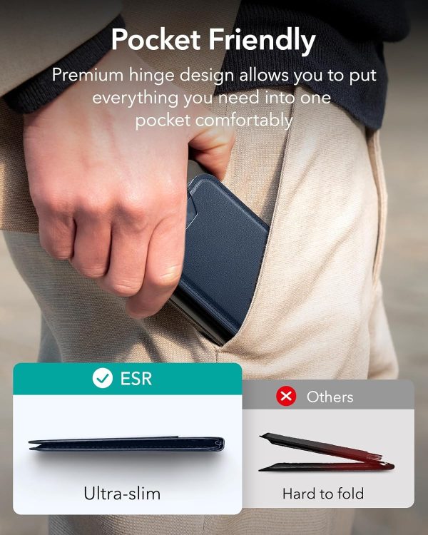 Magsafe Wallet & Stand by ESR made from Vegan Leather by ESR - Blue Titanium - Image 4