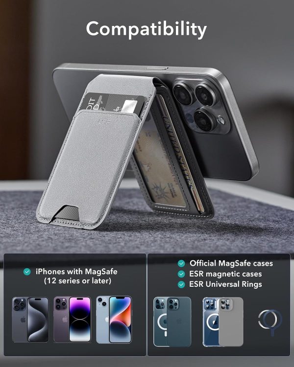 Magsafe Wallet & Stand by ESR made from Vegan Leather by ESR - Natural Titanium - Image 3