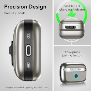 AirPods Pro 2 (2022) ESR Pulse Magnetic Flicklock Case HaloLock - Natural Titanium - Image 3