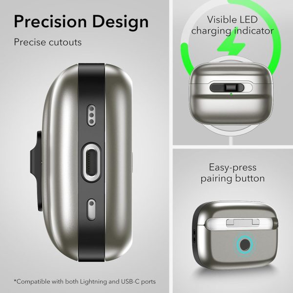 71O2fU9Y8FL._AC_SL1500_ AirPods Pro 2 (2022) ESR Pulse Magnetic Flicklock Case HaloLock - Natural Titanium - Image 3