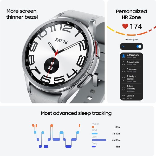71PHI8UfPzL._AC_SL1500_ Samsung Galaxy Watch 6 Classic 43mm Smartwatch with Rotating Bezel Fitness Tracker Advanced Sleep Coaching Heart Monitor - Silver - Image 7