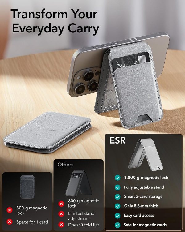 Magsafe Wallet & Stand by ESR made from Vegan Leather by ESR - Natural Titanium - Image 9