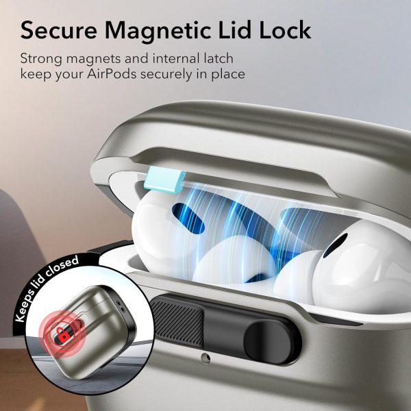 71SQX4hoT5L._AC_SL1500_ AirPods Pro 2 (2022) ESR Pulse Magnetic Flicklock Case HaloLock - Natural Titanium - Image 7