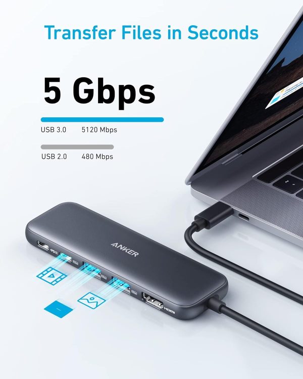 71V-ZLvG2VL._AC_SL1500_ Anker 332 USB-C Hub 5-in-1 with 4K HDMI Display 5Gbps and 2 5Gbps USB-A Data Ports and for MacBook Pro MacBook Air Dell XPS Lenovo Thinkpad HP Laptops and More - Black - A8355H11 - OP - Image 4