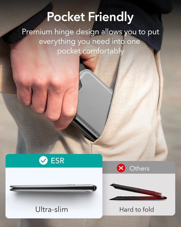 Magsafe Wallet & Stand by ESR made from Vegan Leather by ESR - Natural Titanium - Image 4
