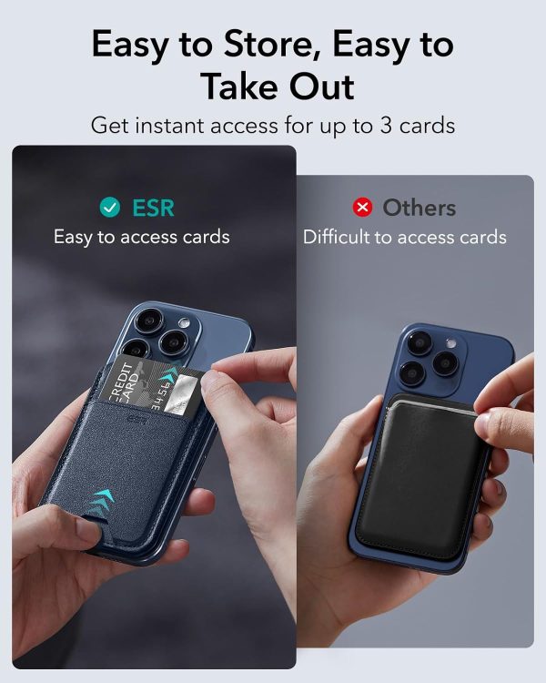 Magsafe Wallet & Stand by ESR made from Vegan Leather by ESR - Blue Titanium - Image 6