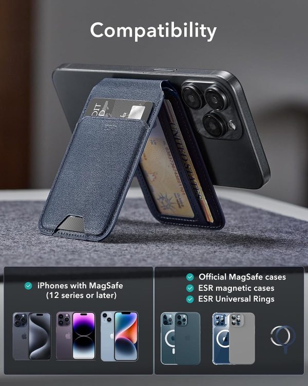 Magsafe Wallet & Stand by ESR made from Vegan Leather by ESR - Blue Titanium - Image 3