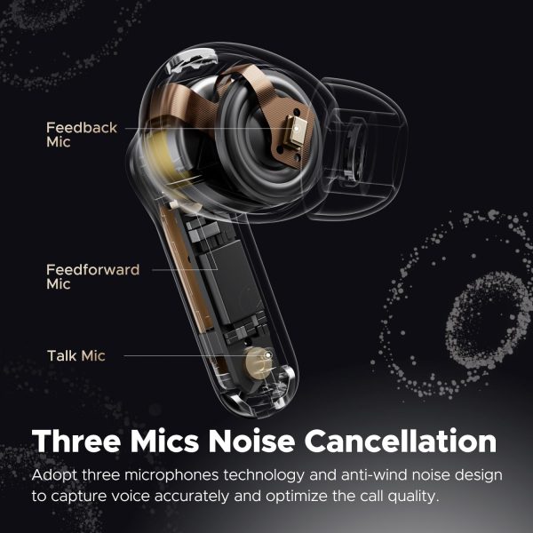 SoundPEATS Capsule3 Pro Hi-Res Headphones with LDAC Hybrid Active Noise Cancellation Earphones with 6 Mics for Calls Wireless Earbuds - Transparent Black - BB - Image 4