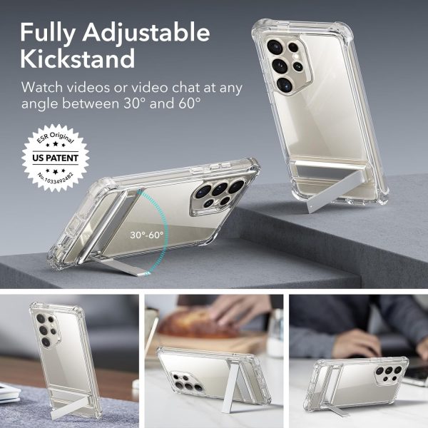 71gAmT+-W8L._AC_SL1500_ Galaxy S24 Ultra ESR Armor Kickstand Case with 1 Protector & 1 Set Camera Lens Protector - Clear - Image 4