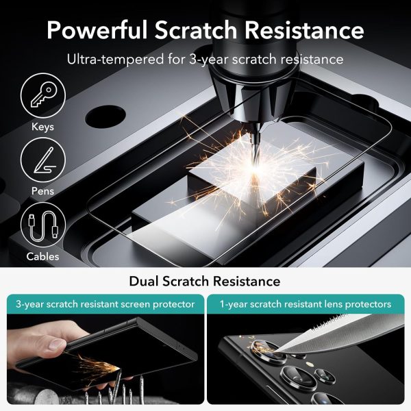Galaxy S24 Ultra ESR Tempered Glass Screen Protector Set 2 PACK with 1 Set of Camera Lens Protector - Image 2
