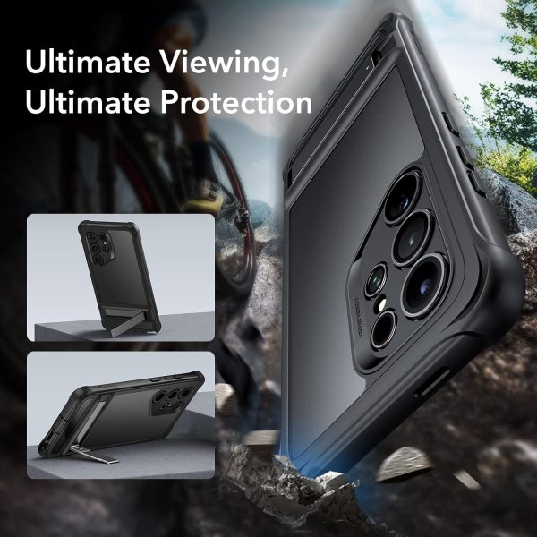 Galaxy S24 Ultra ESR Armor Kickstand Case with 1 Protector & 1 Set Camera Lens Protector - Frosted Black - Image 7