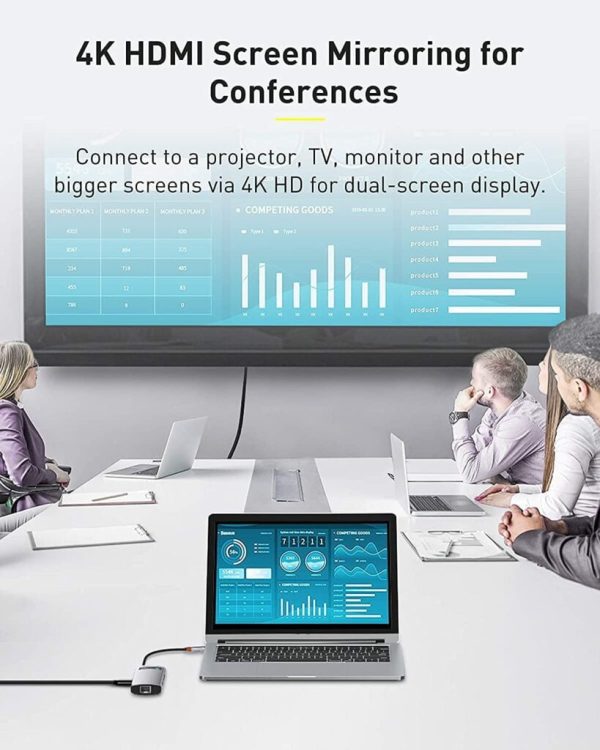 Baseus Metal Gleam Series 6 in 1 Type C Hub - Gray - Image 4