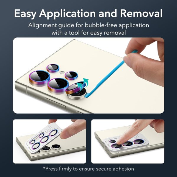 71ndbkCXwlL._AC_SL1500_ Galaxy S24 Ultra ESR Camera Lens Protectors Set of 5 Lenses - 1 PACK - Chromatic - Image 4