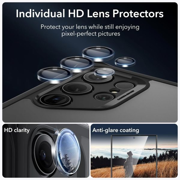 Galaxy S24 Ultra ESR Armor Kickstand Case with 1 Protector & 1 Set Camera Lens Protector - Frosted Black - Image 3