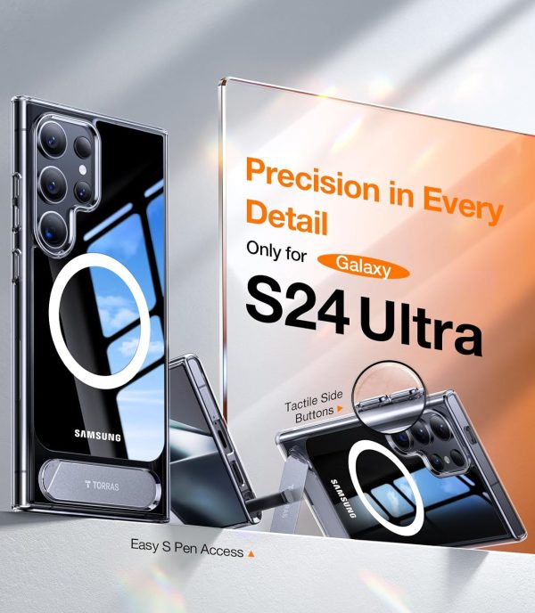 71pAPsM9ipL._AC_SL1500_ Galaxy S24 Ultra UPRO Pstand Series Case with Stand on Demand for Video Viewing - Clear - Image 2