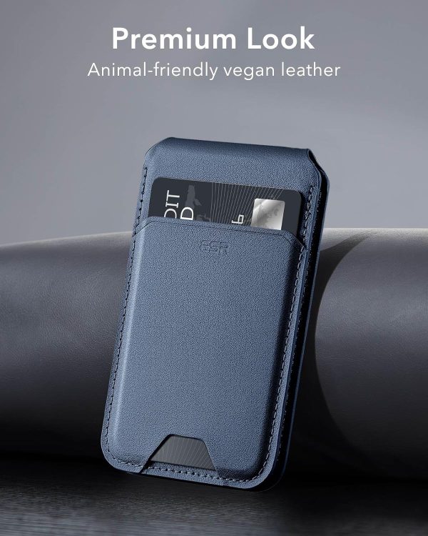 Magsafe Wallet & Stand by ESR made from Vegan Leather by ESR - Blue Titanium - Image 2