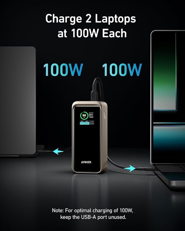 Anker Prime Power bank 200w 20,000 mAh Smart Digital Display 2 USB-C and 1 USB-A Port - Gold - A13360B1 - OP - Image 3