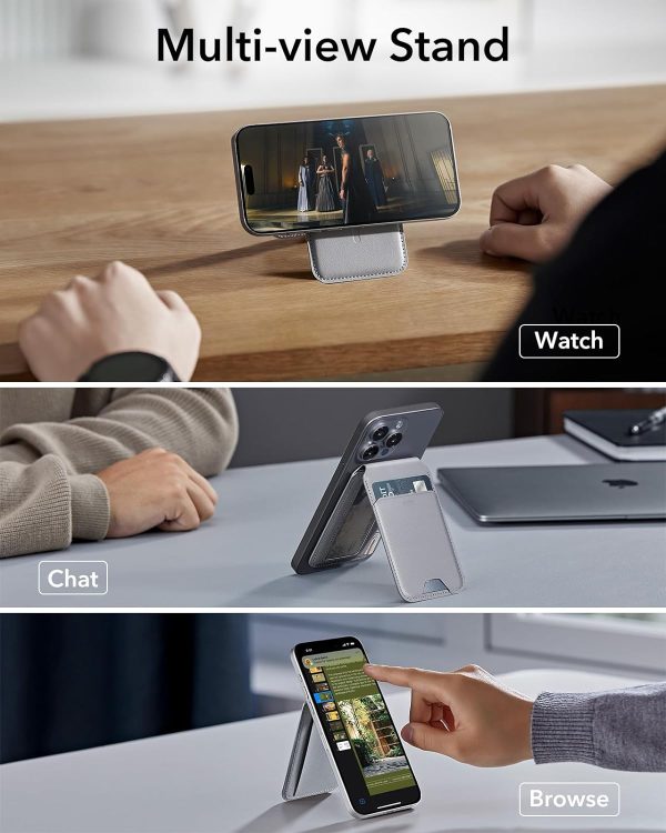 Magsafe Wallet & Stand by ESR made from Vegan Leather by ESR - Natural Titanium - Image 7