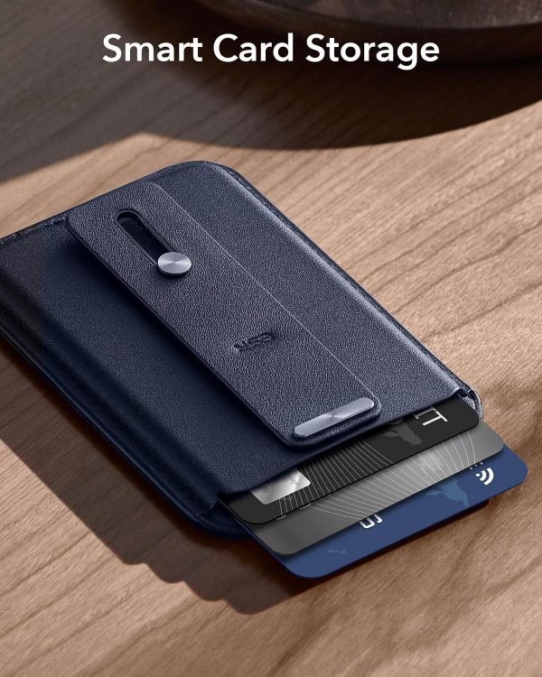 ESR Magnetic Wallet, Compatible with MagSafe Wallet, for iPhone Wallet with Secure-Grip Finger Loop, for iPhone 15/14/13/12 Series, Not for 13/12 Mini, 3-Card Holder, Vegan Leather - Dark Blue - Image 6