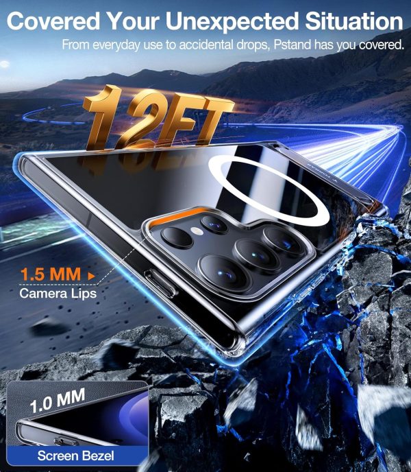 81JfQld73QL._AC_SL1500_ Galaxy S24 Ultra UPRO Pstand Series Case with Stand on Demand for Video Viewing - Clear - Image 4