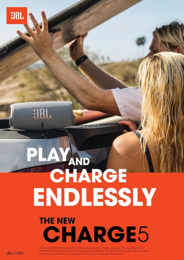 81Q1nH55u7L._AC_SL1500_ JBL Charge 5 Portable Wireless Bluetooth Speaker with IP67 Waterproof and USB Charge Out - Black - Image 3