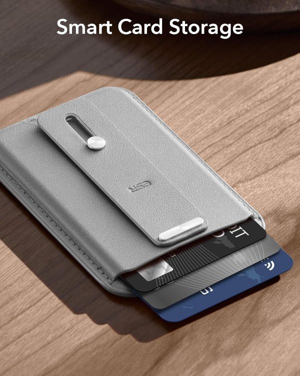 ESR Magnetic Wallet, Compatible with MagSafe Wallet, for iPhone Wallet with Secure-Grip Finger Loop, for iPhone 15/14/13/12 Series, Not for 13/12 Mini, 3-Card Holder, Vegan Leather - Light Gray - Image 8