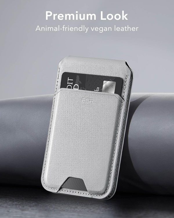 Magsafe Wallet & Stand by ESR made from Vegan Leather by ESR - Natural Titanium - Image 2