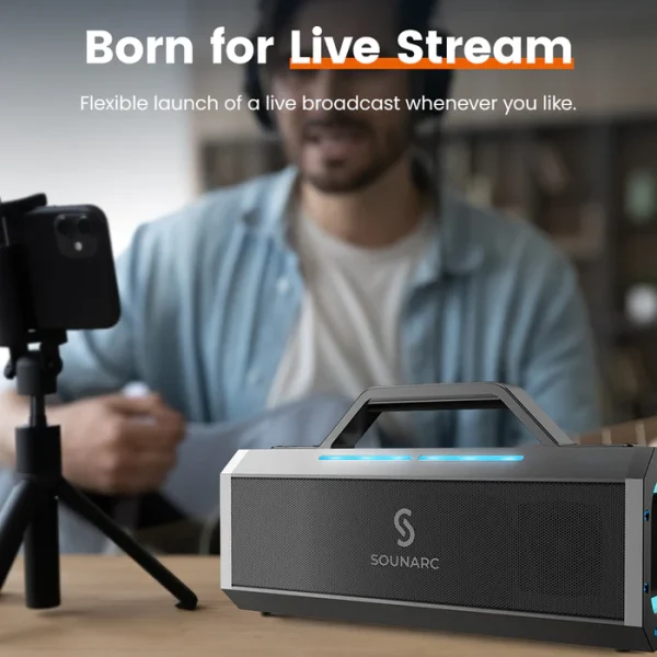 SOUNARC K1 150W Karaoke Party Speaker with Dynamic 2.2 Channel System, 2 Wireless Mics & more - Black - Image 8