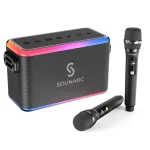 Sounarc A1 80W Karaoke Party Speaker with 2 Full Range Speakers, 2 Wireless Mic & Wired Mic Input - Black