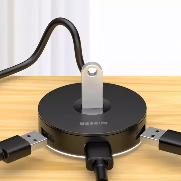 Baseus Airjoy Round Box Type C to 4-Port USB 3.0 HUB Adapter - Black - Image 2