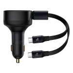 Baseus Enjoyment Retractable 2-in-1 Car Charger C+C 33W - Black