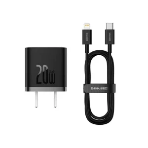 Baseus GaN5 Fast Charger 1C 20W CN Set Mini With Type C to Iphone Cable 1M - Black