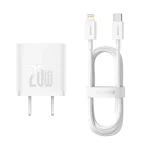 Baseus GaN5 Fast Charger 1C 20W CN Set Mini With Type C to Iphone Cable 1M - White