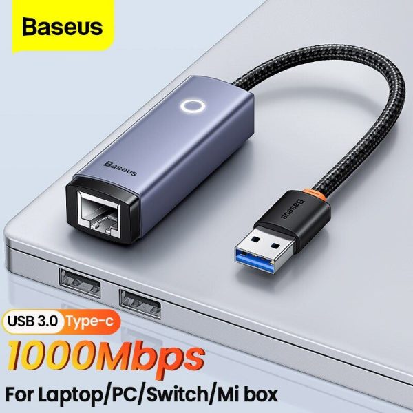 Baseus-Lite-Ethernet-Adapter-USB-to-Gigabit-LAN-Port Baseus Lite Series Ethernet Adapter USB-A To RJ45 LAN Port - Black - Image 1