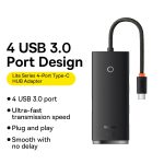 Baseus Lite Type C to 4-Port USB3.0 Hub 25cm - Black