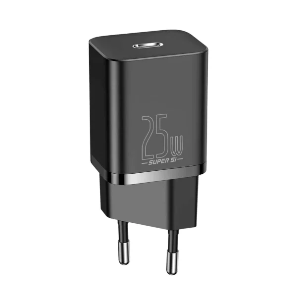 Baseus-Super-Si-Quick-Charger-1C-25W-EU-Sets-With-Mini-White-Cable-Type-C-to-Type-C-3A-1m-Black-2_1024x1024 Baseus Super Si Quick Charger 1C 25W EU - Black - Image 1
