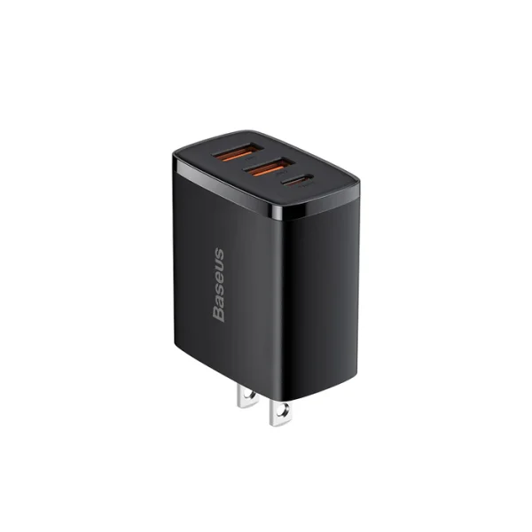 Baseus_Compact_3_ports_Fast_Charger_30W_Black_1_front_side_700x Baseus Compact Quick Charger 2U+C 30W - Black - Image 1