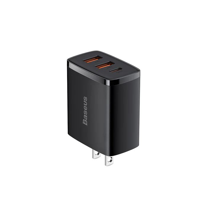 Baseus Compact Quick Charger 2U+C 30W - Black - Image 1