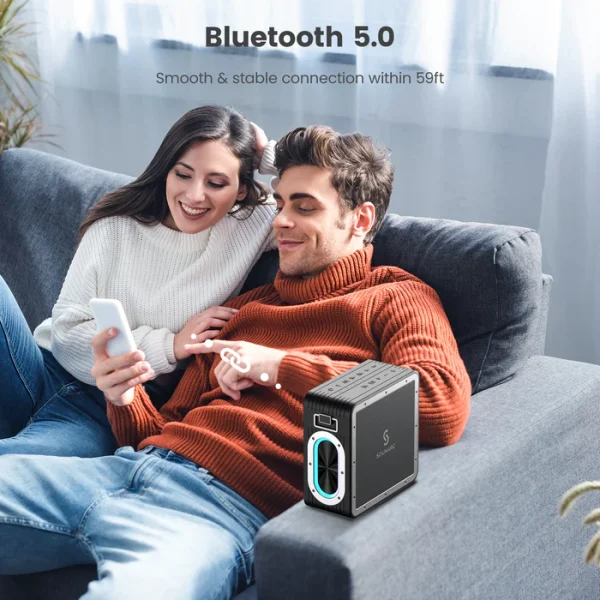 Bluetooth5.0 Sounarc A3 Pro 160W Karaoke Party Speaker with 4 Driver Units, Supports 2 Wireless Microphones - Black - Image 5