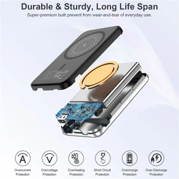 Buy-Choetech-5000mAh-Magsafe-Power-Bank-ih-6 Choetech MagSafe Magnetic 10W 5000 mAh Mini Power Bank - B655 - Silver - GC - Image 2