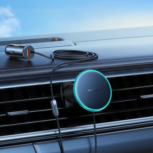 Baseus Magsafe Wireless Car Mount 40W For Car Vent CW01 Wireless Charging 15W  + Type C 25W - Black - Image 3