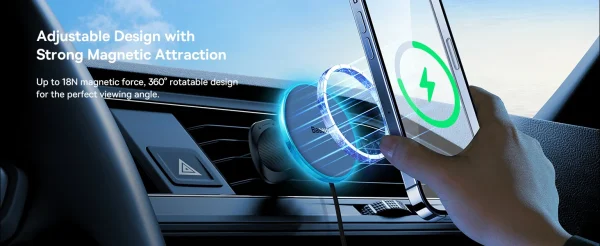 Baseus Magsafe Wireless Car Mount 40W For Car Vent CW01 Wireless Charging 15W  + Type C 25W - Black - Image 2