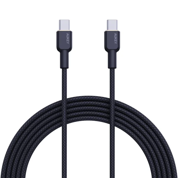 CB-NCC1BLACK_1 Aukey Circlet 60w 1M Nylon Braided Usb-C to Usb C Cable - CB-NCC1 - Image 1