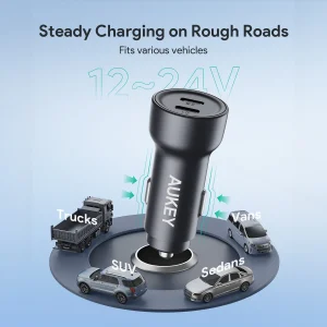 Aukey Enduro Dual 65W 2-Port Usb-C Car Charger - CC-Y23 - Image 5