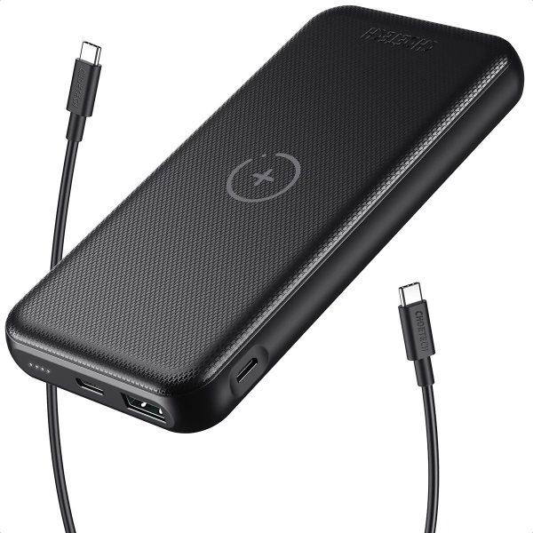 Choetech 10000mAh PD20W Fast Charging Power Bank With Qi 10W Wireless Charger+ 0.5M Type C to C Cable - Black - B650 - GC - Image 1