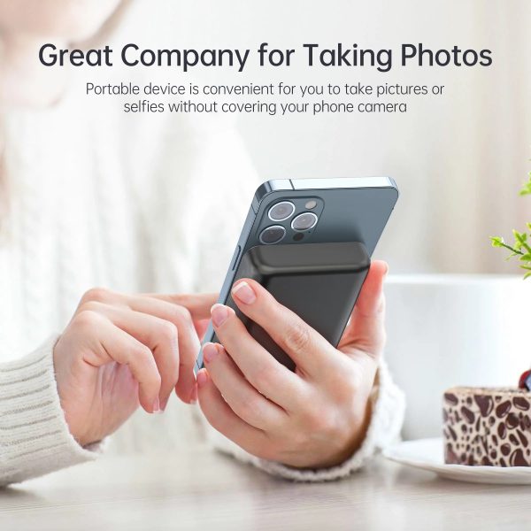 Choetech 10000mAh MagSafe Compatible Magnetic Wireless Charger Power Bank With Phone Holder - B651 - Black -GC - Image 5